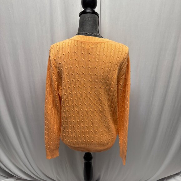 Studio Works Sweater Womens Sz XL Orange Cable Knit V-Neck Long Sleeve Pullover - Picture 4 of 8